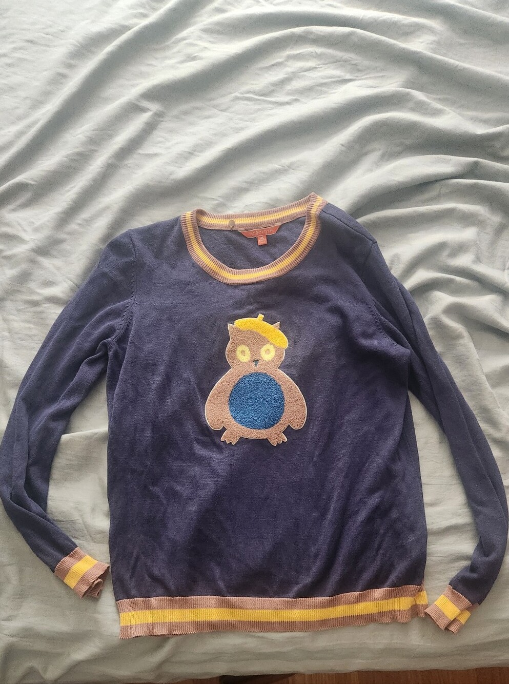 Modcloth Navy Sweater with Owl Graphic XL